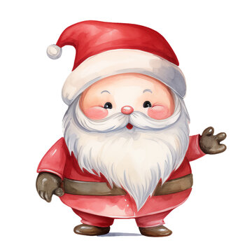 Watercolor art of the Happy Santa Claus character illustration Christmas and New year holiday painting  isolated on white background  , Generative Ai