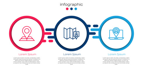 Set line Folded map with location marker, and City navigation. Business infographic template. Vector