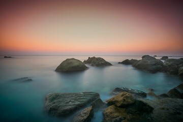 Long exposure shot at dawn on the island of  Ischia, Campania, Italy - obrazy, fototapety, plakaty