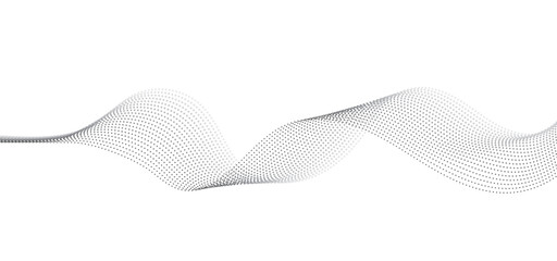 Flowing Dot Wave Pattern Halftone Curve Shape on Transparent Background