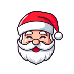 Cute Santa 's Head  isolated on a white background. Happy Santa Claus , , Generative Ai