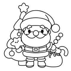 santa claus cartoon coloring page 