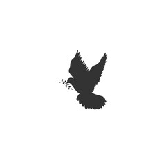 Vector pigeon silhouette icon on white