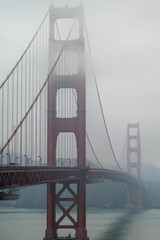 Golden Gate Bridge shrouded in mist. San Francisco, California, USA.
