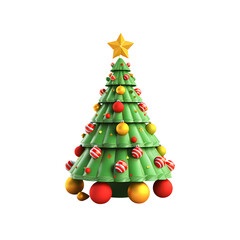 3D Christmas tree, Christmas decoration illustration