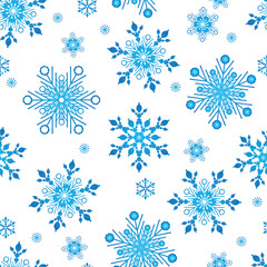 Fototapeta na wymiar Seamless vector Christmas pattern with gradient snowflakes on a transparent background