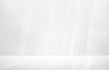 Wall interior background, studio and backdrops show products. with leaf shadow from window color grey and white. background for text insertion and presentation of product	