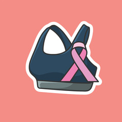 Pink October Month Female Healthcare Campaign Solidarity Sticker vector design. Healthcare icon concept. Breast cancer awareness ribbon sticker design.