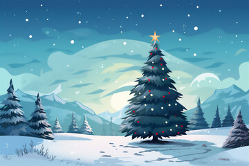 christmas tree with snow - 672715765