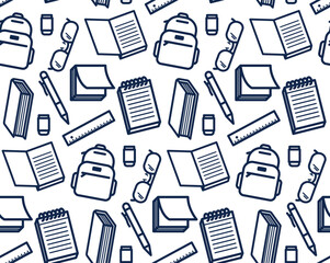 vector seamless pattern with school books