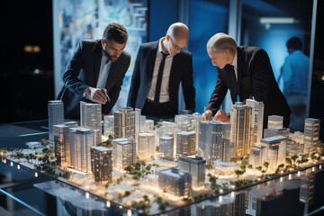 Obraz premium Business architecture people planning strategy in a modern office buidling world created by generative AI