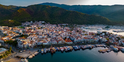 Aerial view of Marmaris in Mugla Province, Turkey