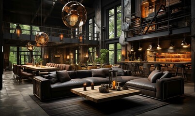Fototapeta na wymiar Modern interior, comfortable cushioned furniture, and cozy decor in living room.