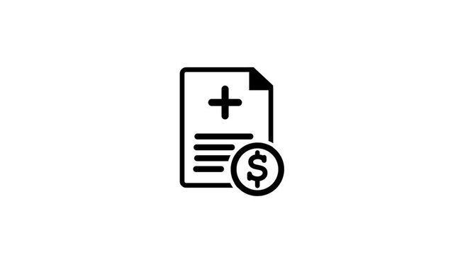 Medical bill cost paper with dollar icon, simple icon animation. k1_1801