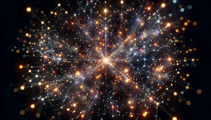 Cosmic Network Explosion: Luminous Astral Connectivity in Quantum Computing Concept Art, Generative AI