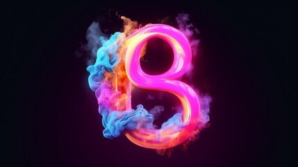 3d render neon linear number nine and colorful cloude.Generative AI