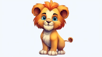 A drawn cute cartoon lion full body.Generative AI