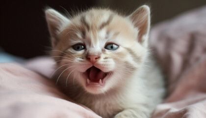 Cute kitten with yellow fur and charming striped softness generated by AI