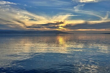 Sunset view from Nazmiye Oguz park in Kocaeli, İzmit, Turkey.