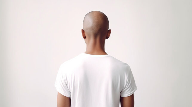 Fictitious bald man seen from behind AI generative
