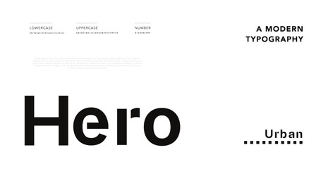 HERO Premium luxury elegant alphabet letters and numbers. Elegant Tech typography classic serif font decorative vintage retro. Creative vector illustration