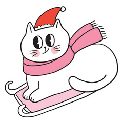 Cartoon cute funny cat in winter vector.