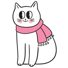 Cartoon cute funny cat in winter vector.