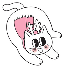 Cartoon cute funny cat in winter vector.