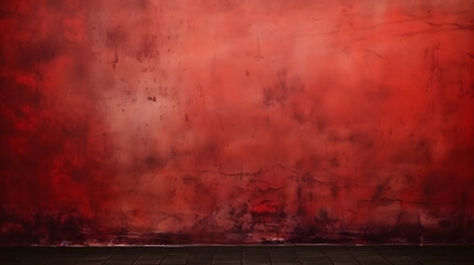 grunge background with red paint, vintage red wall, Halloween and horror theme with copyspace for text