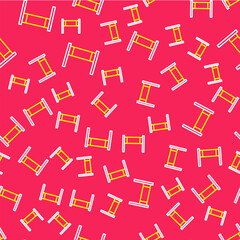 Line Volleyball net icon isolated seamless pattern on red background. Vector