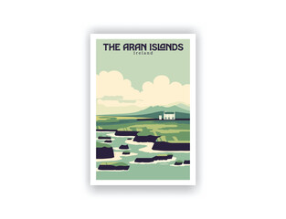 The Aran Islands, Ireland. Vintage Travel Posters. Vector art. Famous Tourist Destinations Posters Art Prints Wall Art and Print Set Abstract Travel for Hikers Campers Living Room Decor