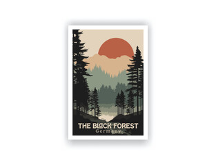 The Black Forest, Germany. Vintage Travel Posters. Vector art. Famous Tourist Destinations Posters Art Prints Wall Art and Print Set Abstract Travel for Hikers Campers Living Room Decor