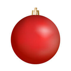 Red realistic Christmas ball on white background. Vector illustration. Christmas toy decoration