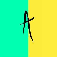 logo with the initial letter A on a yellow and turquoise background