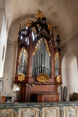 A pipe organ in the Royal Chapel of the Old Royal Palace, Prague Castle
