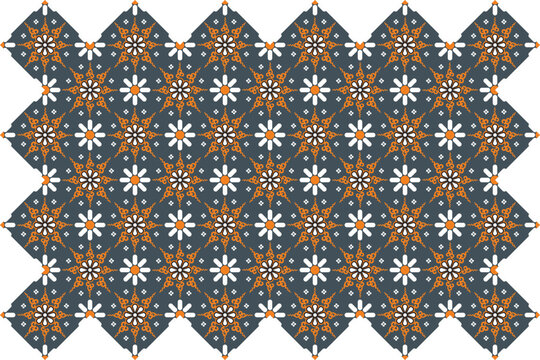 Vector design of Traditional Batik pattern from Jogjakarta, Indonesia, called "truntum" used on the fabric textile for traditional clothing.