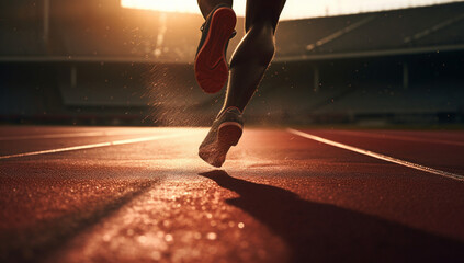 Runner on Track at Sunrise