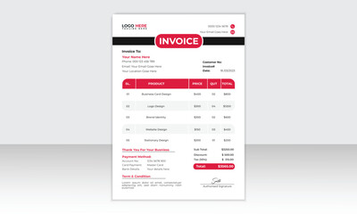 Bill form business invoice and Office bill Design, Minimal Corporate Business Invoice design template vector.
