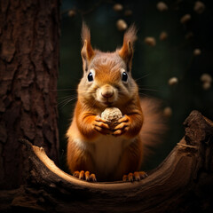 Squirrel eating an acorn.