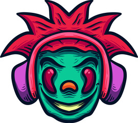  halloween angry headphone vector illustration