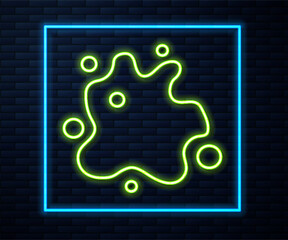 Glowing neon line Paint spray icon isolated on brick wall background. Vector