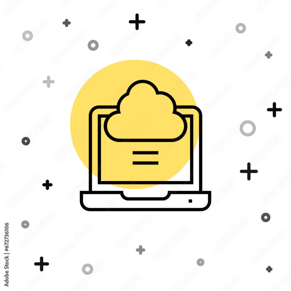 Poster black line network cloud connection icon isolated on white background. social technology. cloud comp