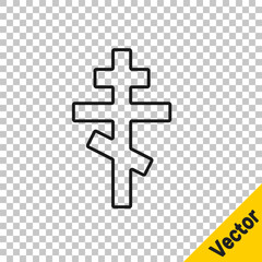 Fototapeta premium Black line Christian cross icon isolated on transparent background. Church cross. Vector