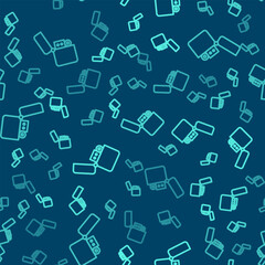 Green line Lighter icon isolated seamless pattern on blue background. Vector