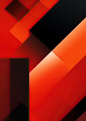Bold Minimal Design: Abstract Red Shape on Orange Background