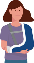 Vector illustration of a teenage girl who has broken her arm and is wearing a cast.