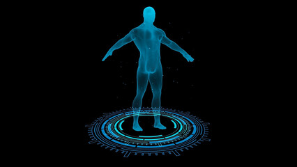 4K Human body hologram 3D HUD digital sci-fi technology © StudioProX