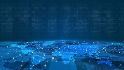 Digital business security system technology map background