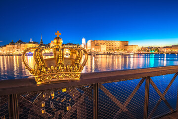 The Royal Palace Kungliga slottet and Stockholm waterfront evening