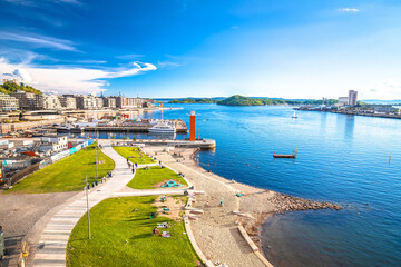 Scenic beach in Oslo in view from above